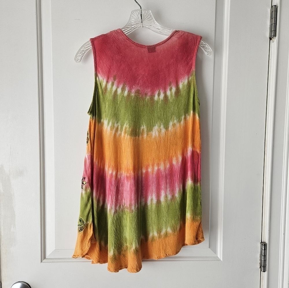 Tie-dye Gauze Sequined Summer Tank Top - Picture 4 of 6